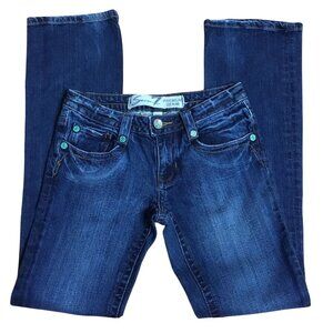 SEVEN7 Premium Stretch Denim Bootcut Jeans Dark Wash Blue Low Rise Size 26 x 32